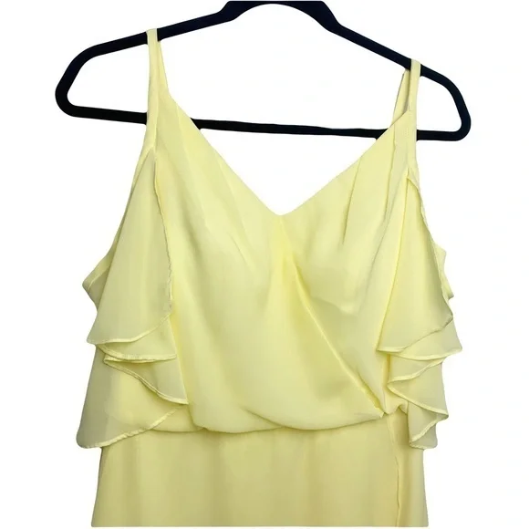 Easter Daffodil Yellow Chiffon Cold Shoulder Wrap Dress NWT Size 8 - Picture 3 of 9